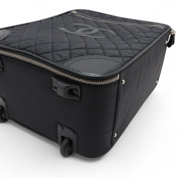 CHANEL CC Quilted Nylon Luggage Carry-on Trolley Wheels Travel Bag Baggage Tote - Picture 11 of 16